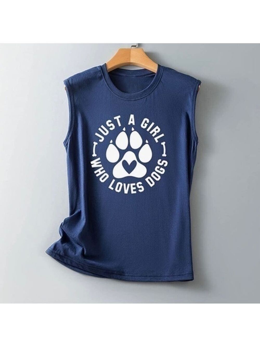 Just a Girl Who Loves Dogs 100% polyester navy tank